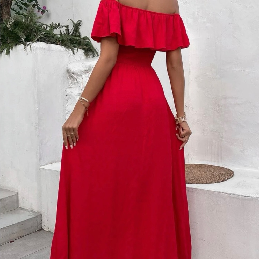 Off Shoulder Ruffle Trim Dress - Picture 3 of 4